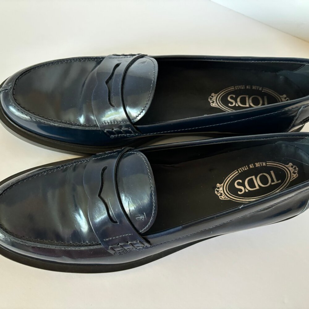Navy Blue Tod's Penny Loafers Size 39.5